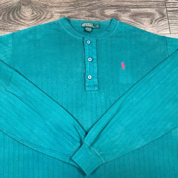 Polo Ralph Lauren Men’s Vintage 80’s Long Sleeve Button Up Sweatshirt Thermal XL - Picture 3 of 8